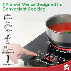 Wonderchef Easy Cook Infrared Cooktop | 2200 Watt Induction Cooktop | LED Digital Panel | Smart Touch Buttons | 2 Year Warranty