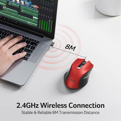 Acer Wireless Mouse for Computer, 6 Buttons 1600 DPI, Large Ergonomic Mouse