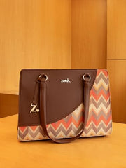 ZOUK Office Essential Bag | Jute | Vegan Leather Handcrafted Tote Bag With Double Handle Shoulder Strap | Bristel