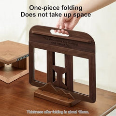 RarestCorp Handmade Wooden Laptop Stand for Desk that is Compatible with iPad, MacBook Pro, Notebook, HP, and Dell Devices and has an Adjustable Height and Foldable Riser 15.6 inches at Most Walnut