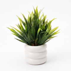 amazon basics Artificial Potted Plants, Artificial Plastic Eucalyptus Plants Small Indoor Potted Houseplants, Small Faux Plants for Home Decor Bathroom Office Farmhouse (Set of 8)