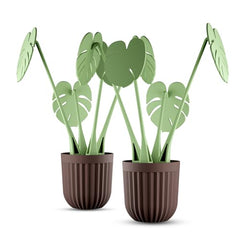 StyleX Store® [Pack of 1 Artificial Plant with Decorative Flower Pot Coaster, Magnetic Leaf Design, Study Tabletop Office Desk Decor, Modern Indoor Planter, Living Room, Bedroom, Home Decoration