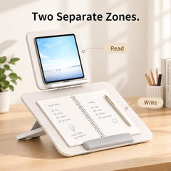 Sunchhaya Acrylic Book Stand for Reading – Clear Adjustable Book Holder with 360° Rotating Base, Foldable Reading Stand for Desk, Cookbook, Tablet & Laptop Stand, Height & Angle Adjustable (R22H)