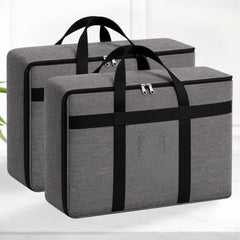 SITTELLA 2 Pack Large Foldable Storage Bags 58 L | Fabric Storage Organizer Box with Zip | Blanket, Quilt & Household Item Storage | Space Saving Storage Container | Beige