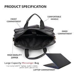 ADISA Laptop Bag for Men - Faux Leather Office Messenger Briefcase with Laptop Compartment for Work, Business, Corporate & Professional Use (LB6055)