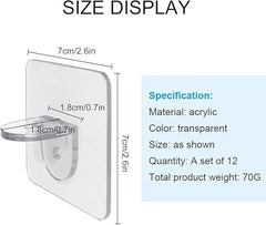 AMIQUS 10 Pcs Hevy Duty Self Adhesive Hook for Hanging Kitchen Item and Other Stainless Steel, Gold Waterproof, Strong Towels, Keys, Utensils,Robes Double-Sided Transparent (Double Claw V Shape)