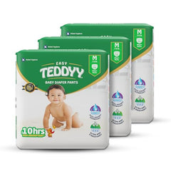 TEDDYY Easy Baby M Size Diaper Tape Style |126 Count (Medium) | 6-11 kgs (Pack of 2) | Quick Absorbency | Extra Super Soft | Anti - Bacterial | Wetness Indicator with Adjustable Grip Tapes