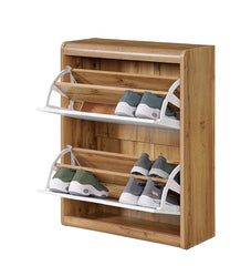 DeckUp Jade Engineered Wood 2-Door Shoe Rack (Wotan Oak & White, Matte Finish)