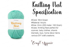 Craft Affair | Knitting Nest Acrylic Yarn (200 Meter, 100 Grams, 2mm) / Woolen Yarn/Acrylic Yarn for Knitting and Crocheting-Olive