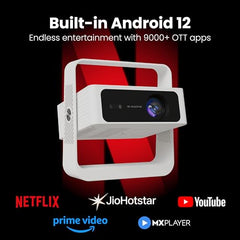 E GATE Atom 3X Projector 4k Ultra HD, Automatic Keystone & Precise Focus, 1080p Native | Rotatable Design | Android 14, Netflix Prime 11,000 Lumens, HDMI-ARC WiFi-6 BT, for Home use Egate