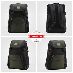 HARISSONS RHINO Laptop Backpack | 30L | Fits 15.6” Laptop | 420D PU-Coated Polyester & Vegan Leather | Office, Commute & Travel | Laptop Protection, Trolley Sleeve, Organizer (Grey)