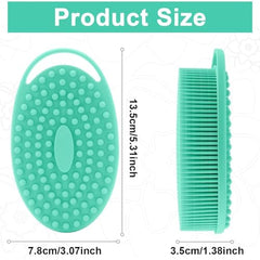 MOMISY 2-in-1 Silicone Body and Shampoo Brush, Exfoliating Bath Scrubber, Scalp Massager with Flat Head (Green)