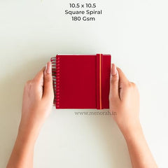 MENORAH - Artist Square Sketch Book - 180 GSM - Square Drawing Book - (100 Pages/50 Sheets) - Hard Metal Spiral Bound - (15.0 cm x 15.0 cm) - Pink