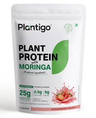 Plantigo Plant Protein Powder with Moringa Superfood | 25g Protein, 5g BCAA, 2.5g Leucine, Digestive Enzymes | 3rd Party Lab Tested | Lush Mango Flavor - Travel Pouch