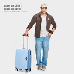 HRX Parabola 3-Piece Luggage Set Intergallcatic Grey Polypropylene Hard Shell Suitcase Set - Premium Travel Trolley Bags with 8 Spinner Wheels, Number Lock & Water Resistant Body