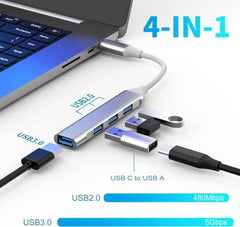 Sounce 4-Port USB 3.0 Hub for PC – High-Speed Aluminum USB Hub Compatible with PC, MacBook, Mac Pro, Mac mini, iMac, Surface Pro, and XPS. 4-Port High Speed USB Hub with Aluminium Shell