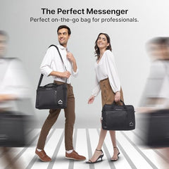 uppercase Omega 02 Pro Messenger Bag 15.6" Laptop Bag 14L Steel Blue | For Men & Women 3 Compartments Fits MacBook & Tablet Padded Scratch Proof Detachable Strap Front Zipper Pocket Trolley Sleeve