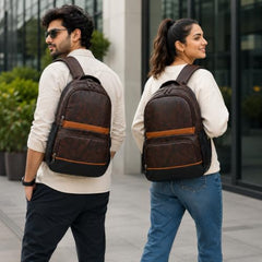 Treggo Premium 30L Anti-Theft Faux Leather Laptop Backpack for Men & Women, Water Resistant Large Travel Daypack, College School Office Casual Backpack with Laptop Compartment