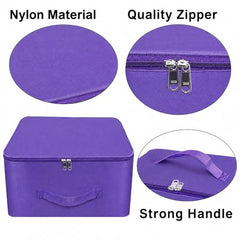 Storite 2 Pack Nylon Wardrobe Bag Underbed Cloth Storage Organizer | Moisture Proof Storage Bag, Storage box for Clothes Saree Bags, Zippered Closure & Handle - Magenta,37x34x23 cm