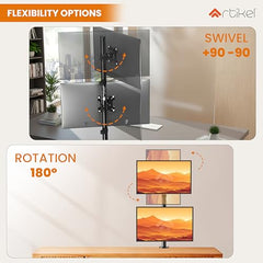 Artikel Double Monitor Desk Mount | Adjustable Heavy Duty Monitor Arms | VESA Mount with C Clamp & Grommet Mounting Base | Computer Monitor Stand for Screen up to 27 inch | Table Mounted | Black