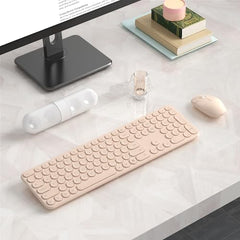 COVEVA Wireless Keyboard and Mouse Combo, 2.4GHz Wireless (Khaki)