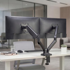 Green Soul Single Monitor Gas Spring Stand|Fits 13-32" Screen|9Kg Weight Capacity|Height Adjustable Desk Mount, VESA Plate, Grommet & C-Clamp Base|Monitor Riser for Desk|Tilt, Swivel & Rotation|Black