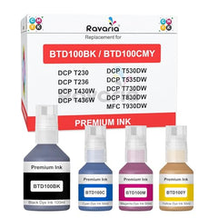 Ravaria BTD100BK Compatible Ink for Brother Printer DCP-T236 DCP-T230 DCP-T436W DCP-T430W DCP-T535DW DCP-T530DW DCP-T730DW DCP-T830DW MFC-T930DW (BTD100BK Black Ink 2 Pcs)