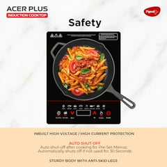 Pigeon By Stovekraft ABS Plastic Acer Plus Induction Cooktop 1800 Watts With Feather Touch Control - Black