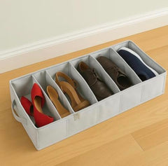 Sooqify Foldable Under Bed Shoe Organizer | Collapsible Storage Box with Clear Top & Dividers | Easy-Access Shoe Holder for Men’s & Women’s Footwear (Black)