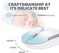 iClever Wireless Keyboard & Mouse Combo GK03-2.4G Portable Wireless Keyboard Mouse with Rechargeable Battery, Ergonomic Design, Full Size, Slim & Thin, Stable Connection, Adjustable DPI, Silver/White