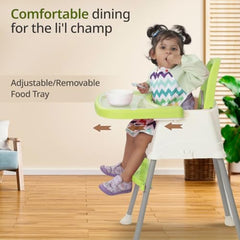 LuvLap 4 in 1 Convertible Baby High Chair with footrest, Convertible to High Chair, Low Chair, & Booster Seat, Essential for Baby Feeding (Green)