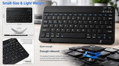 TVASMANI Ultra-Slim Bluetooth Keyboard and Mouse Combo, Black Portable, Rechargeable, Wireless, Compatible with Android Tablet Cell Phone Samsung iPhone iPad