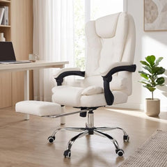 Kepler Brooks Italia Premium Leatherette Office Chair for Work | 3-Years Warranty | Boss Chair for Office, Ergonomic Executive Chair, Cushioned Arms & Seat, Leg Rest, Heavy Duty Metal Base (Black)