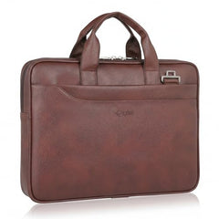 EXIM Prime Laptop Bag for Men Office Use| Office Bag for Men| Vegan Leather Laptop Messenger Bag| Fits Up to 13 to 14 Inch Laptop| Business Briefcase with Handle and Shoulder Strap (Shaded Brown)