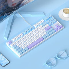MageGee 75% Mechanical Gaming Keyboard with Brown Switch, LED White Backlit Keyboard, 87 Keys Compact TKL Wired Computer Keyboard for Windows Laptop PC Gamer - Retro Grey/White