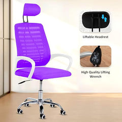 Casa Copenhagen Mesh Mid Back Office/Study/Computer/Revolving/Desk Chair for Work from Home -Metal Base, Height Adjustable Seat - Grey Milange & Black Handle