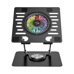 Zebronics NS5500 Rotatable Laptop Cooling Stand, Up to 17-Inch, 360° Rotation, Metal Body, USB Powered Cooling, LED Lights, 3 USB, 2 Type-C Ports, Multi-Angle, Foldable, 5kg Capacity,Anti Rust (Black)