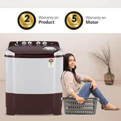 LG 8.5 kg 5 Star Semi-Automatic Top Load Washing Machine (P8530SRAZ, Burgundy, Roller Jet Pulsator)