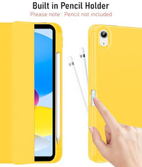 Robustrion Cover for iPad 11th Generation (A16) / 10th Gen Cover Case with [Right Side Pencil Holder] [Auto Sleep Wake] [Soft Back] (2022/2025), Case for iPad 11th 11"/ 10th 10.9" - Yellow