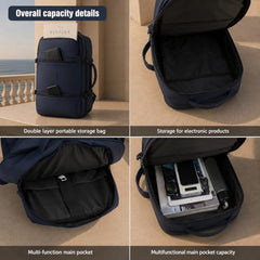 Wesley Luxur 45 Ltrs Overnighter Expandable Travel Laptop Backpack, Flight Cabin Approved Carry On with 16 inch Laptop Compartment, Anti Theft feature business/Travel/Weekender/college Charcoal Black