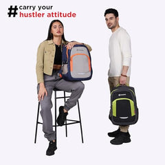HARISSONS Xeno Travel Laptop Backpack | 40L | Fits 15.6" Laptop | Water-Resistant Dobby PU Polyester | USB Port, Rain Cover, Reflectors, Sternum Strap | Work, College & Commute (Black-Green)