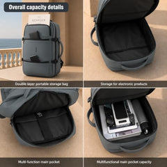 Wesley Luxur 45 Ltrs Overnighter Expandable Travel Laptop Backpack, Flight Cabin Approved Carry On with 16 inch Laptop Compartment, Anti Theft feature business/Travel/Weekender/college Charcoal Black