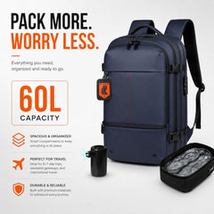 KARRIER Vacuum Compression Backpack with Built-in System for Clothes & Gear Laptop Bags Backpacks for Men and Women 3-in-1 Space-Maximizing Organizer (BLUE)