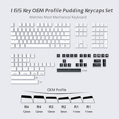 Womier Pudding Keycaps, PBT Shine Through Keycaps White 164 Keys Set