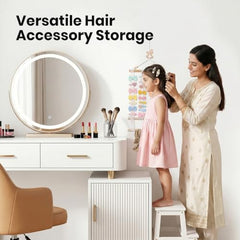 HASTHIP Hair Clip Organizer, 3-Layer Wall Hanging, Large Capacity, Pink