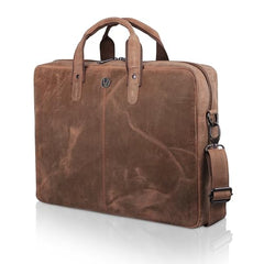 WildHorn Genuine Leather Office Bag for Men | 15.6-Inch Laptop Bag with a Minimalist Design | Professional Leather Bag with Adjustable Straps & Multiple Compartments | 1-Year Warranty