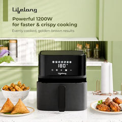 Lifelong Smartchoice 4.2L Digital Air Fryer |7 Preset Menus| Removable Handle, Food-Grade Toxic-Free Basket| 360° Rapid Air Tech |Use Little to No Oil, Frying, Grilling, Baking, Roasting | 1200W
