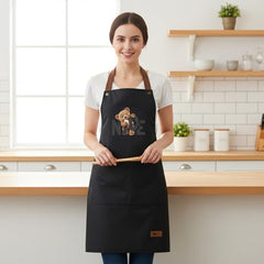 MOMISY Kitchen Apron – Adjustable Cooking Apron with Straps & Front Pockets (Black)