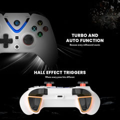 Cosmic Byte ARES Wireless Controller for PC, Hall Effect Joystick & Triggers, Dual Vibration, Backit ABXY Buttons, Turbo, Auto Turbo (White)