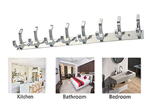 MAP Pack of 1 Stainless Steel SC-Premium Dual Edge -8 PIN Cloth Hanger Bathroom Wall Door Hooks, Silver Section